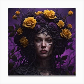 Woman With Roses On Her Head Canvas Print