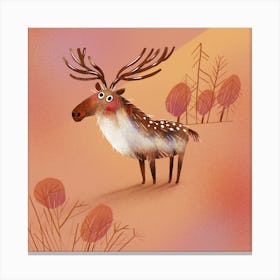 Reindeer in the spring forest Canvas Print