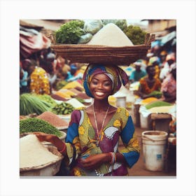 Nigerian Woman At The Market Canvas Print