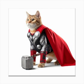 Thor Avengers Cat Canvas Print