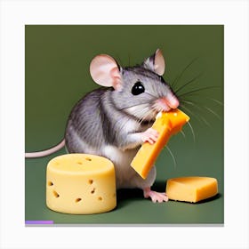 Surrealism Art Print | Mouse Eats Cheese Stick Canvas Print