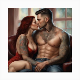 Kissing Couple Canvas Print