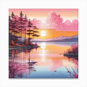 Sunset At The Lake Canvas Print