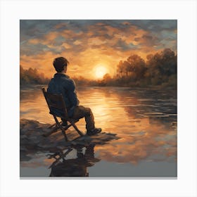 Sunset By The River Canvas Print