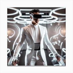 Futuristic Man In White Suit 1 Canvas Print