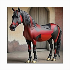 Fans Crea Naqueta De Un Caballo Rojinegro Canvas Print