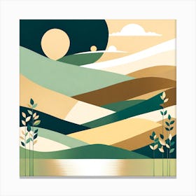 Landscape Canvas Print, minimalistic vector art Canvas Print