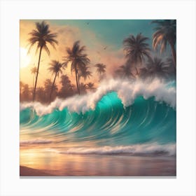 Sunset Ocean Wave Canvas Print