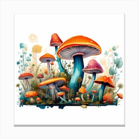 Mushrooms And Flowers 27 Canvas Print