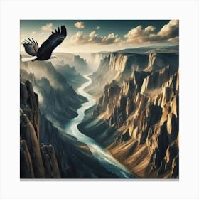 Eagle Flying Over River Canvas Print