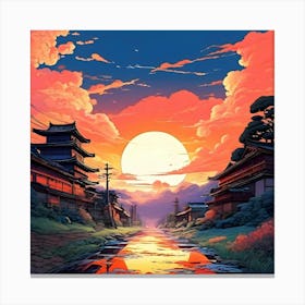 Sunset In Japan Canvas Print