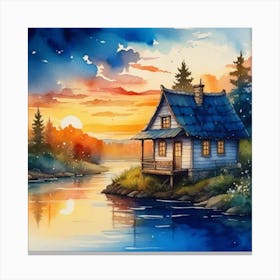 House By The Lake Canvas Print