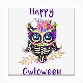 Happy Owloween Owl Witch Canvas Print