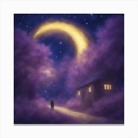 Moon And The House Canvas Print