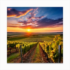 Sunset Sky Agriculture Yellow Growing Landscape Vine Growing Green Country Farm Sunrise G Canvas Print