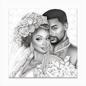 Bride And Groom Coloring Page Canvas Print