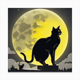 Black Cat At Night 1 Canvas Print