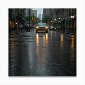 Rainy City Street Canvas Print