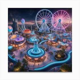 Disneyland At Night 3 Canvas Print