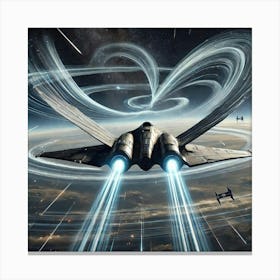 A High Tech Sci Fi Scene Showing A Starfighter N Canvas Print