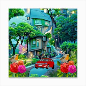 Car In The City Canvas Print