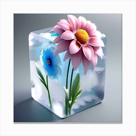 Ice Cube With Flowers 2 Canvas Print