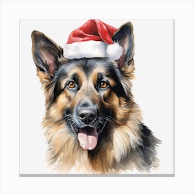 German Shepherd Santa Hat Canvas Print