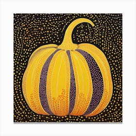 Yayoi Kusama Inspired Pumpkin Black And Yellow 6 Canvas Print