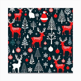 Christmas Deer Seamless Pattern Canvas Print