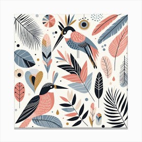 Scandinavian style, Tropical birds Canvas Print