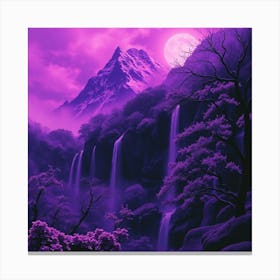 Purple Waterfall Painting Canvas Print