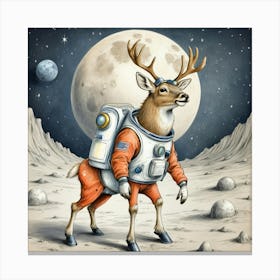 Deer On The Moon Canvas Print