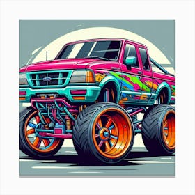 Pickup Truck Ford Vehicle Colorful Comic Graffiti Style Canvas Print