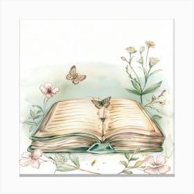 Open Book With Butterflies 1 Canvas Print