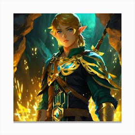 Portrait Of Link A Black And Gold Tunic (2) Canvas Print