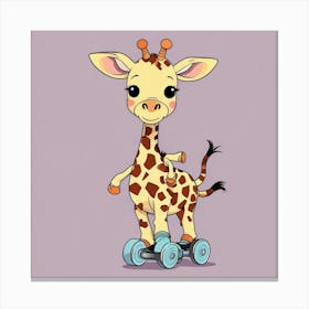 Giraffe On Skateboard 2 Canvas Print