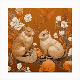 Fall Foliage Squirrel Square 1 Canvas Print