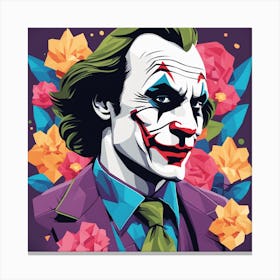 Joker Portrait Low Poly Painting (3) Canvas Print