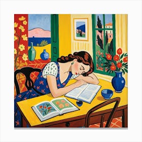 Woman Reading A Book 31 Canvas Print