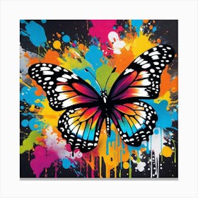 Butterfly With Paint Splashes 3 Canvas Print