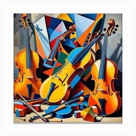 Stringed Instruments Cubism Style Canvas Print