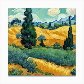 Default A Wheatfield With Cypresses Vincent Van Gogh Art 3 Canvas Print