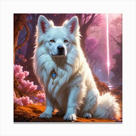 White Magical Fantasy Dog 5 Canvas Print