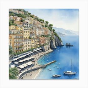 Sorrento Italy Blue Drawing Art Print 1 1 Canvas Print