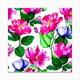 Seamless Pattern With Flowers 3 Canvas Print
