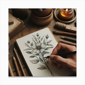 Flower Drawing Canvas Print