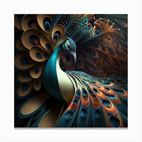 Peacock Bird Feathers Colorful Texture Abstract Canvas Print