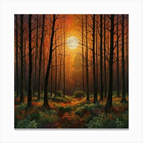 Abstract Depiction Of A Forest At Sunset Canvas Print