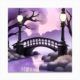 Bridge Over A River Landscape 2 Canvas Print