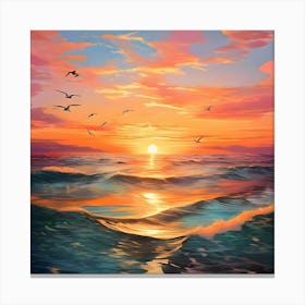 Sunset Over The Ocean Canvas Print